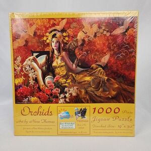 New Sealed Sunsout‎ Puzzle Nene Thomas "Orchids" 1000 pc Item 67636 - 19"x30"